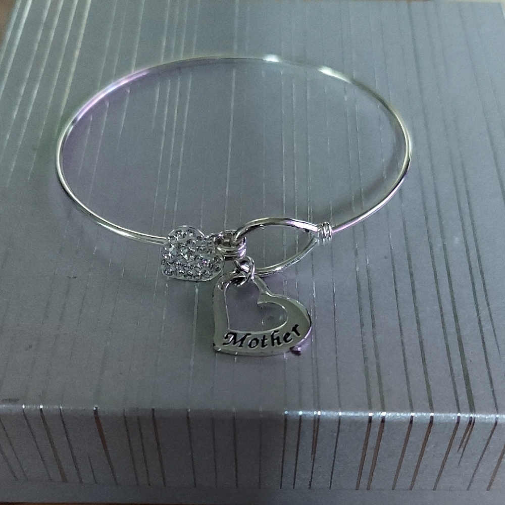 Silver Heart Mother/Daughter Charm Bracelet